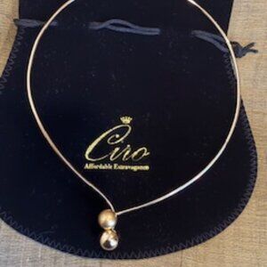 Ciro Brass choker necklace-Polished & matte finished ball ends